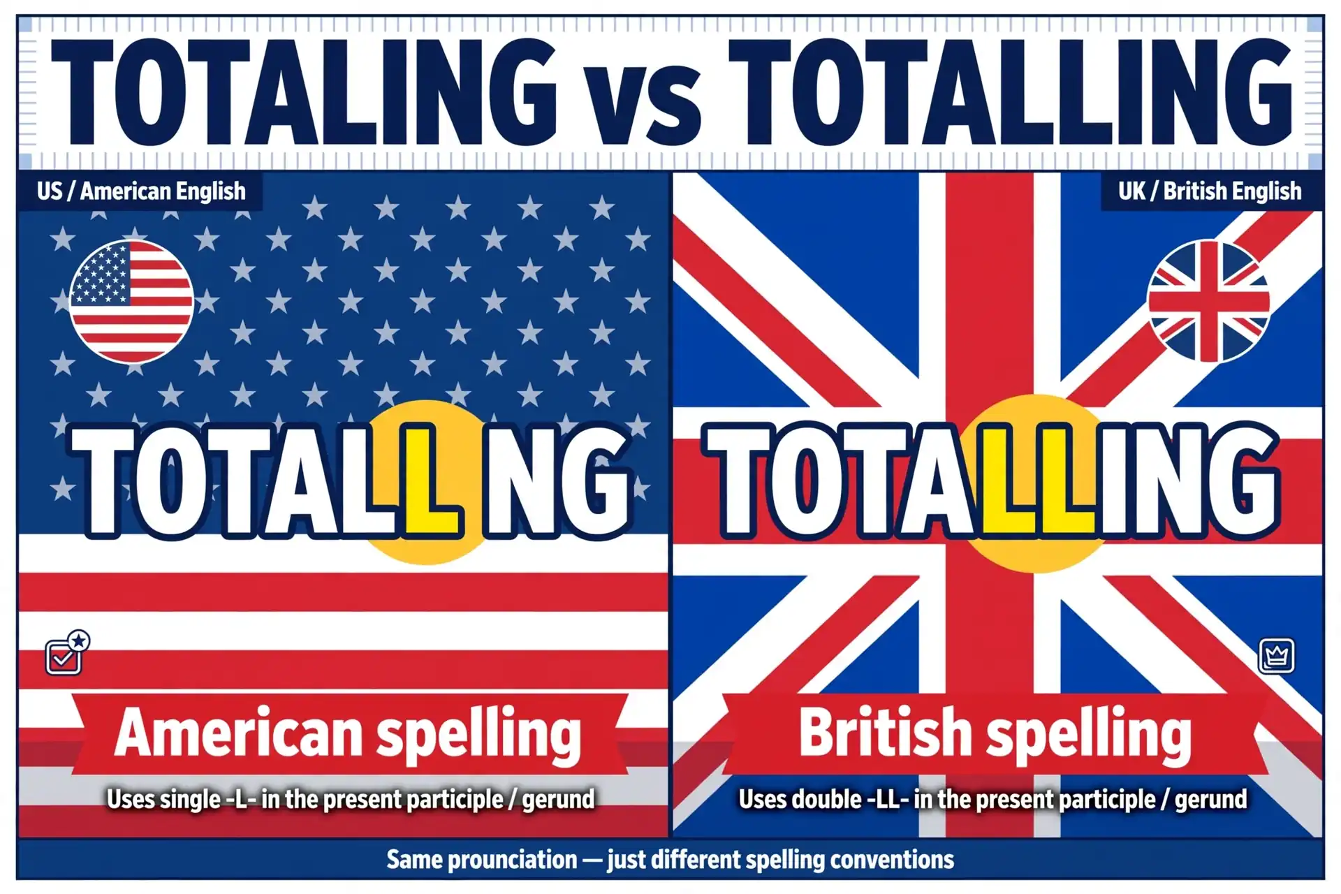 Totaling or totalling comparison — what is the difference