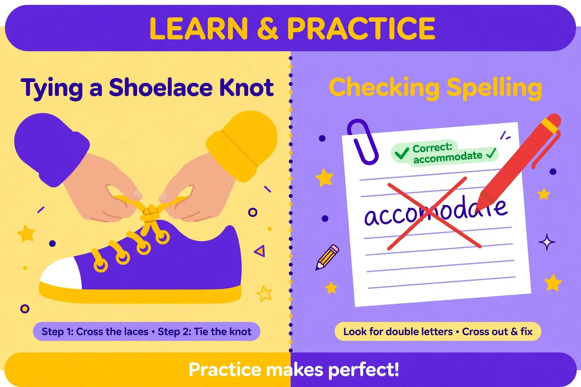 tying or tieing — fastening shoelaces versus a spelling correction