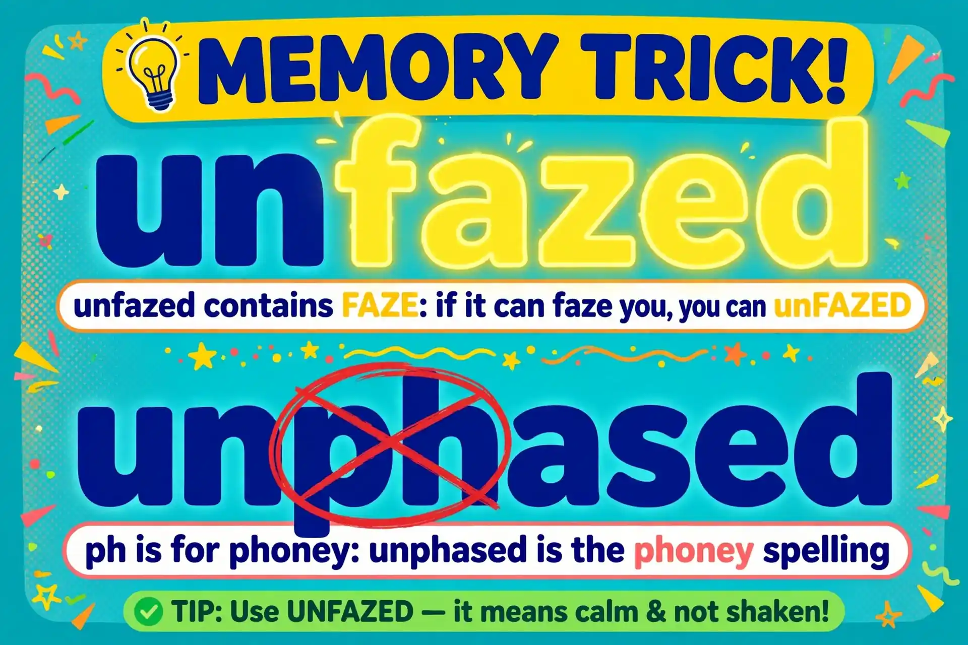 Memory trick for unfazed spelling with faze root