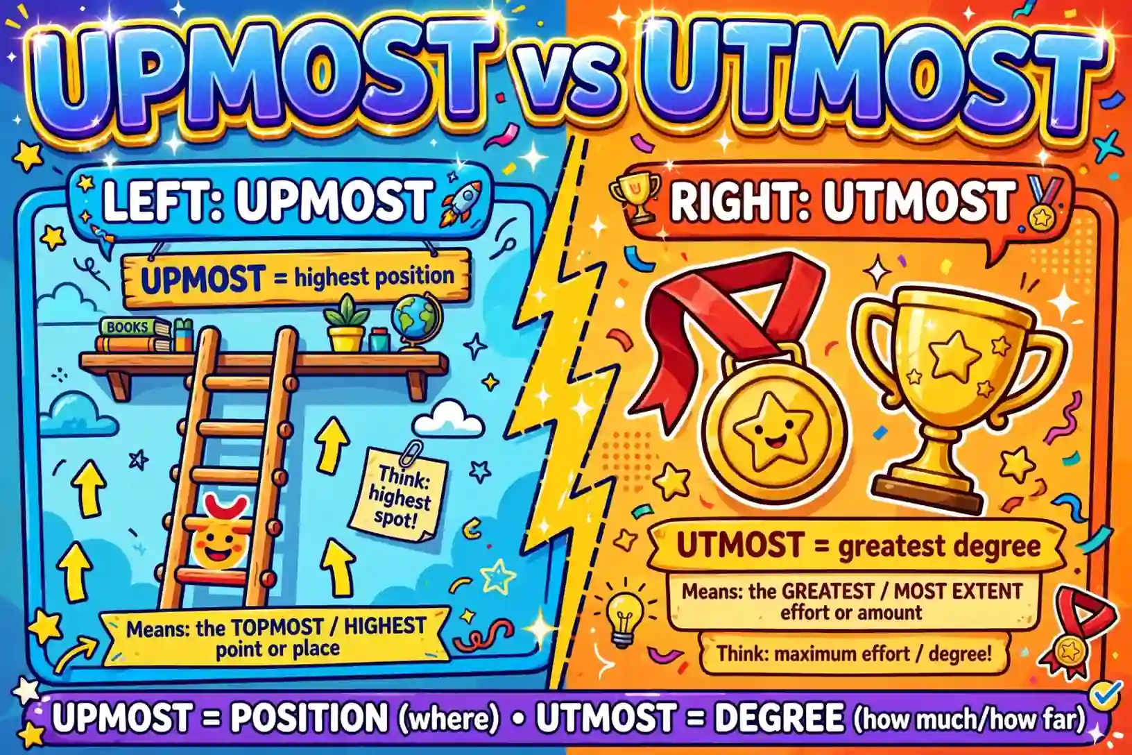 Upmost or utmost comparison — what is the difference