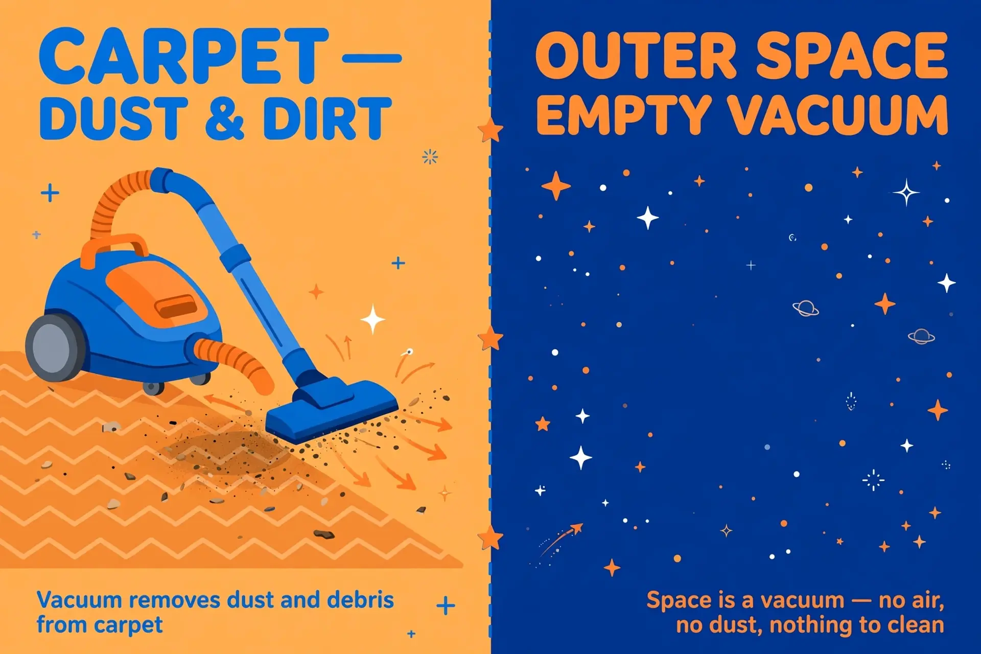 vaccum or vacuum — outer space emptiness versus a cleaning appliance