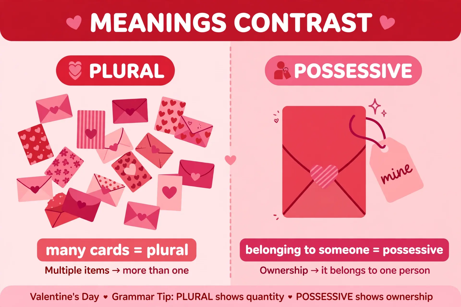 valentines vs valentine's meanings illustrated