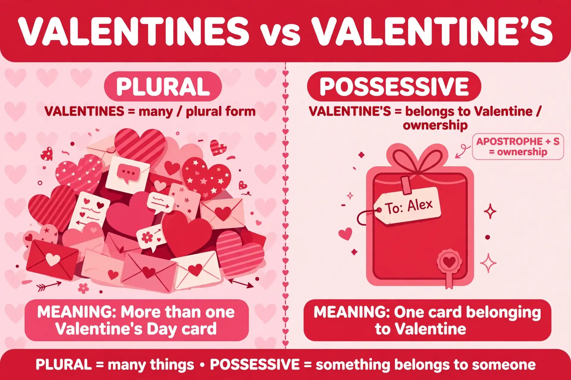 valentines or valentine's comparison — what is the difference