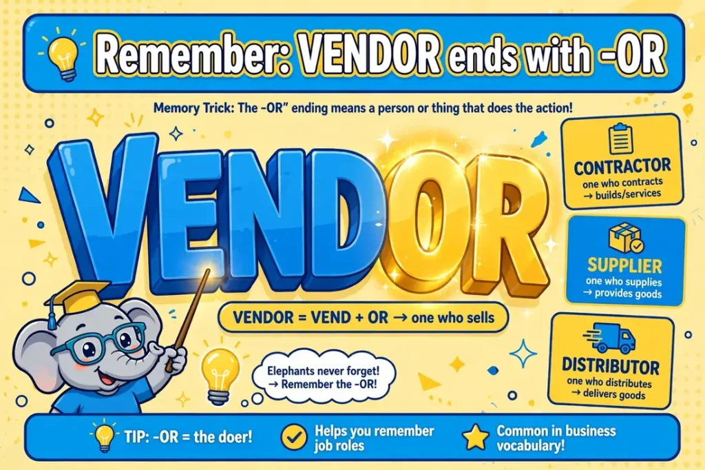 Memory trick: vendor ends with -or