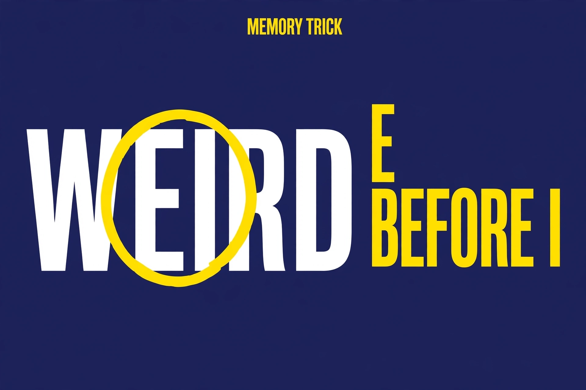 Memory trick graphic: E before I in WEIRD
