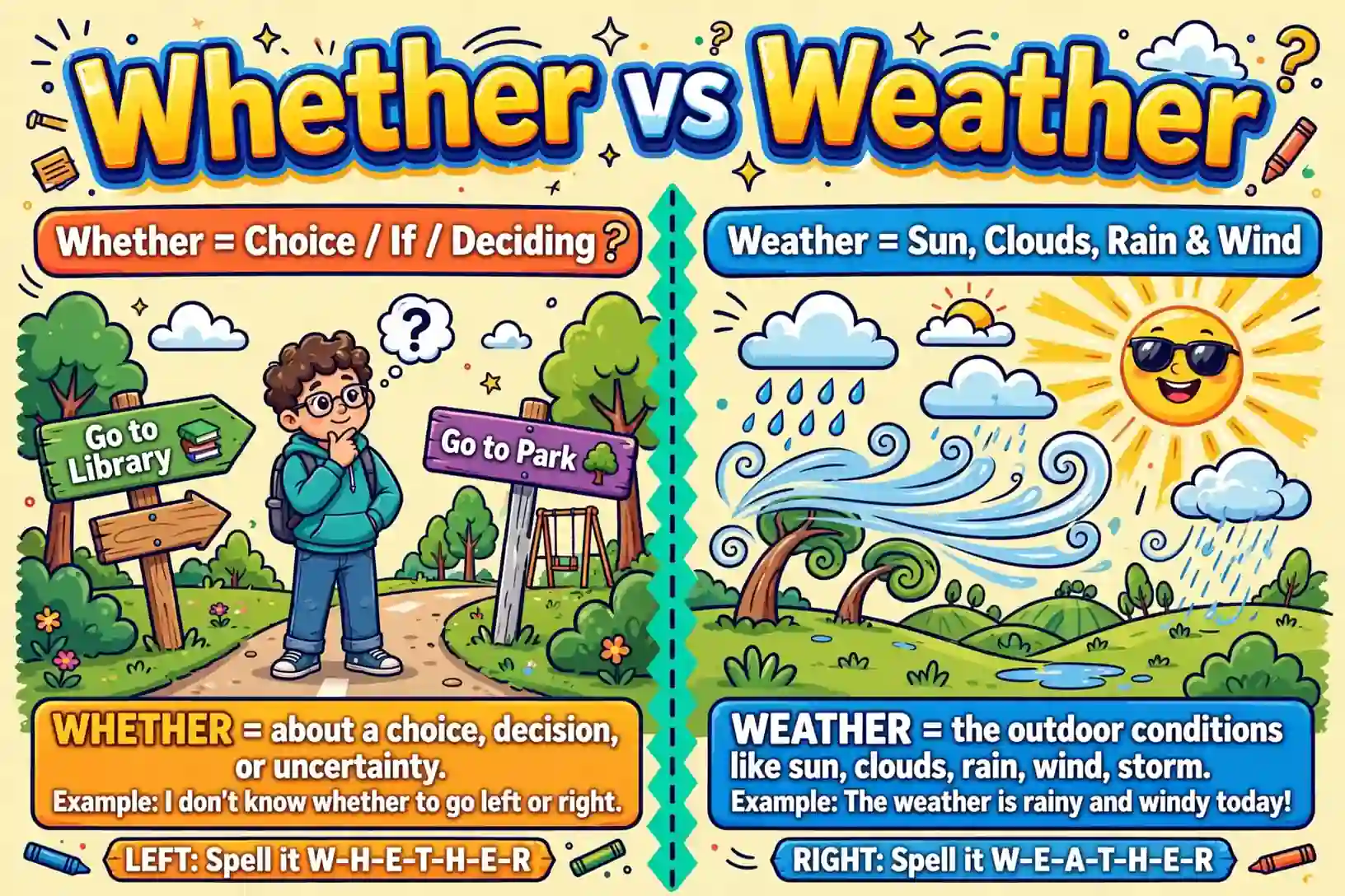 Whether or weather comparison — what is the difference