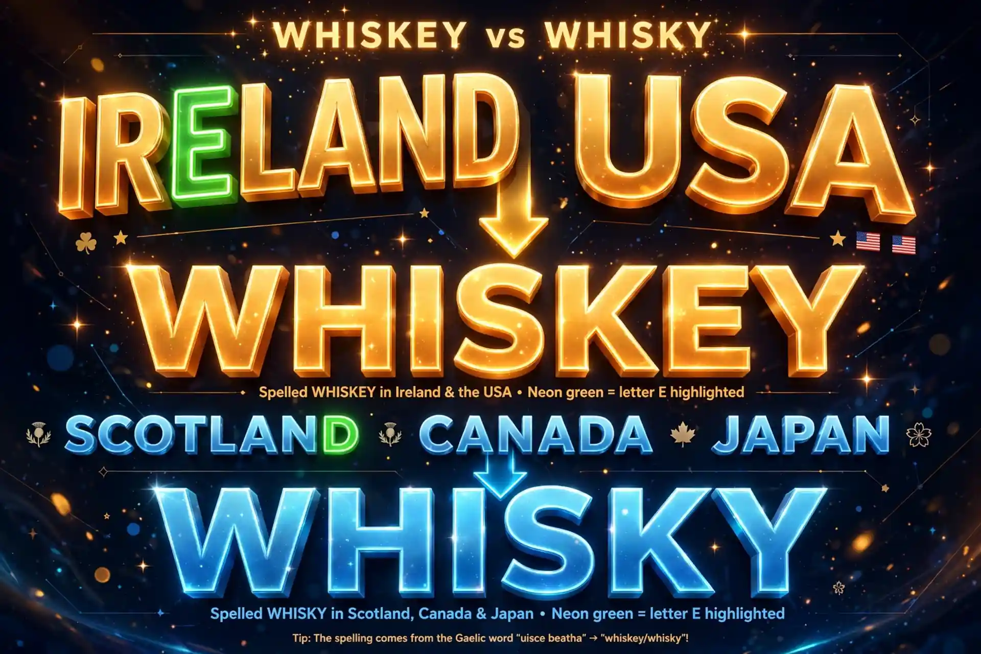 Memory trick: countries with E use whiskey with E
