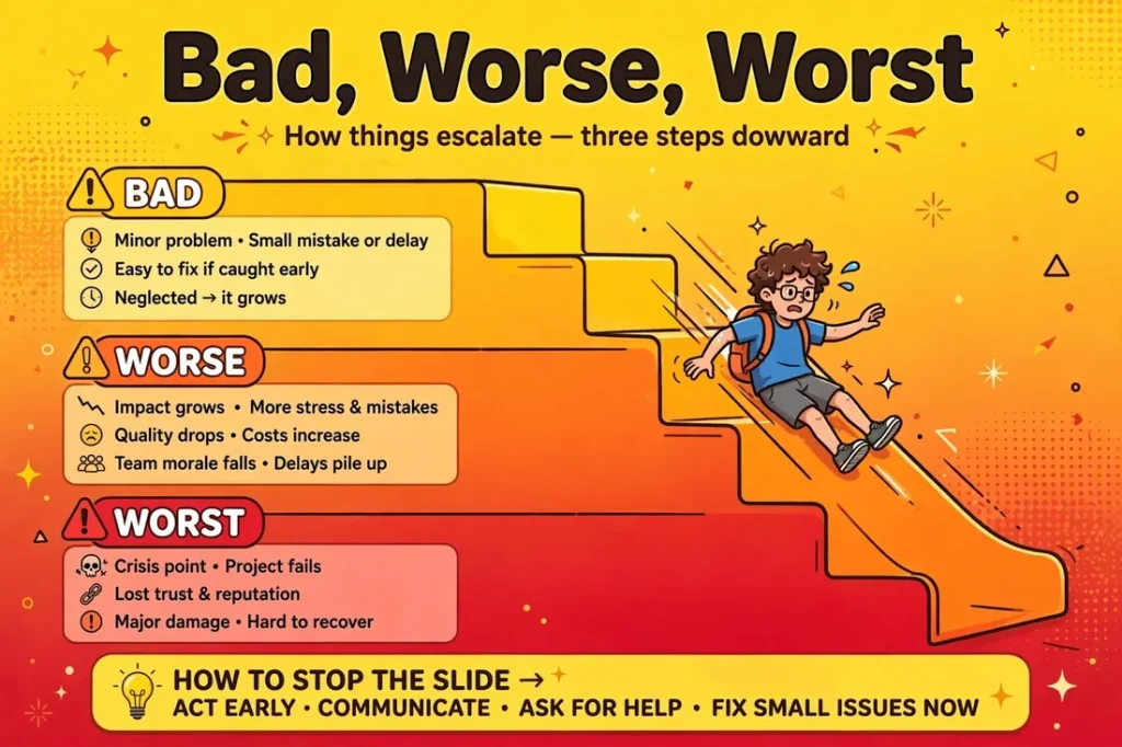 Bad worse worst sequence: comparative and superlative