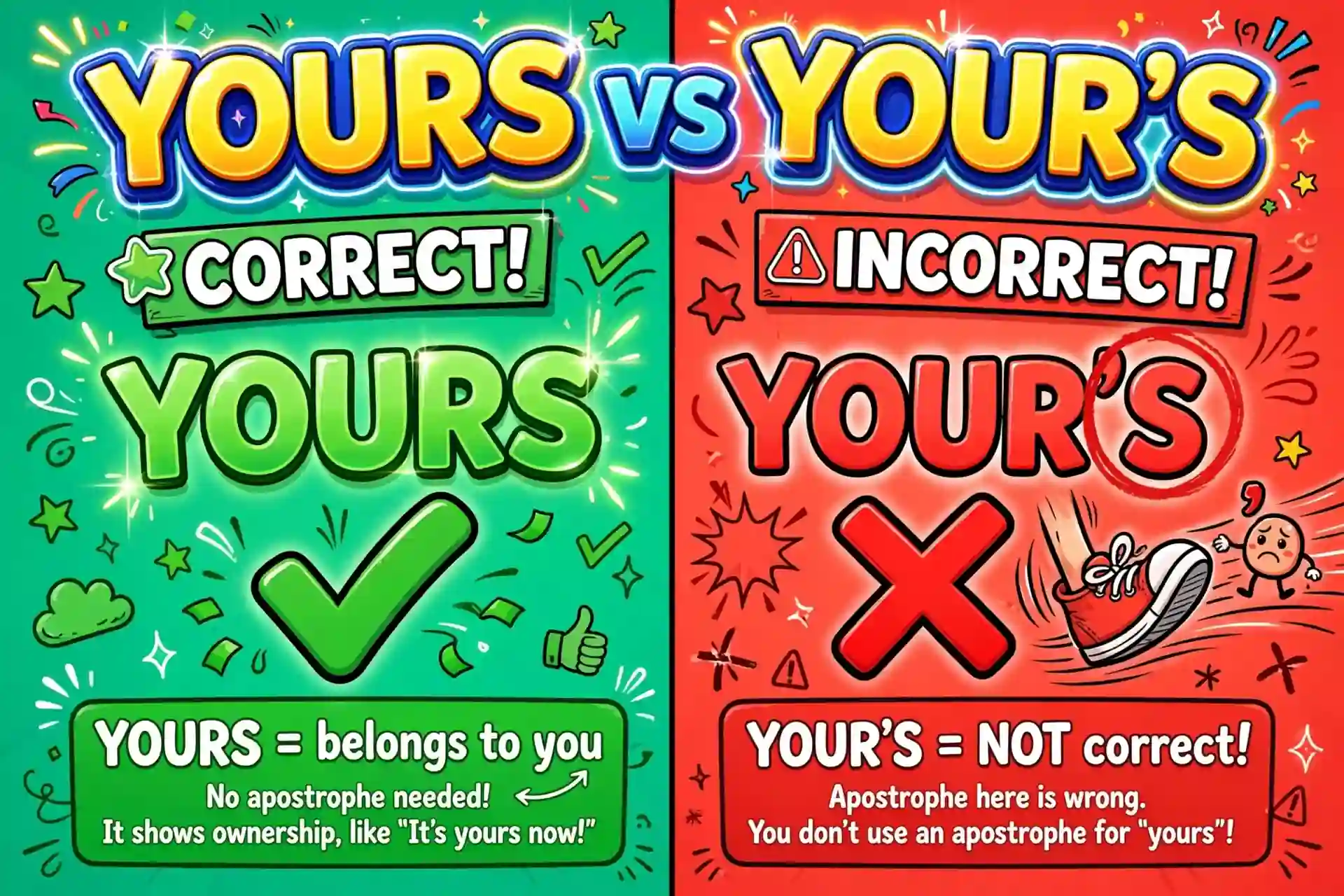 Yours or your's comparison — what is the difference
